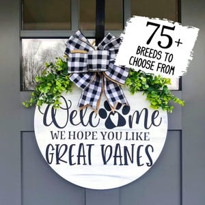 Great Dane Door Decor | Great Dane Wreath | Dog Welcome Sign | Door Hanger | Hope you like Great Danes | Home Decor | Housewarming Gift