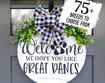 Great Dane Door Decor | Great Dane Wreath | Dog Welcome Sign | Door Hanger | Hope you like Great Danes | Home Decor | Housewarming Gift
