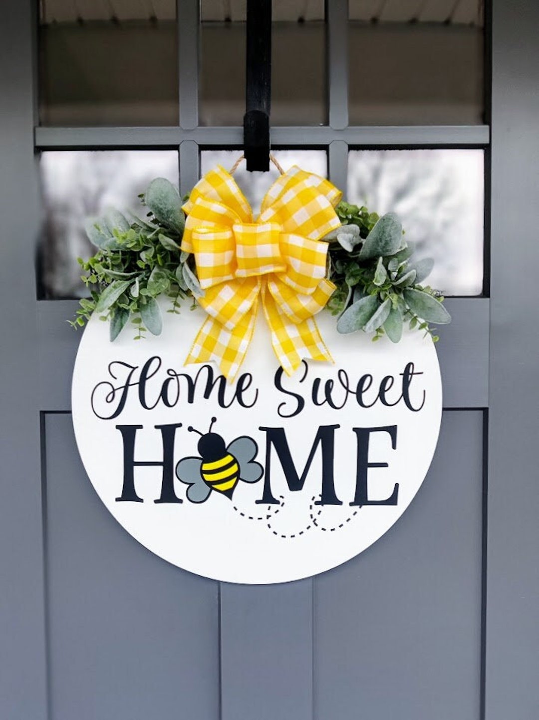 Spring Front Door Decor Bee Wreath Home Sweet Home Etsy