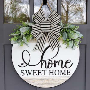 Wooden Door Hanger | Home Sweet Home Front Door Decor | Front Door Wreath | Front Door Sign | Realtor Gift |
