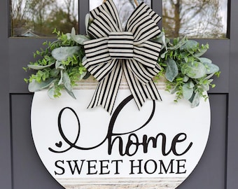 Decoração para Porta de Entrada | Placa "Lar Doce Lar" | Enfeite de Porta | Placa de Boas-Vindas | Guirlanda para Porta | Placa de Porta Estilo Fazenda | Decoração para Casa