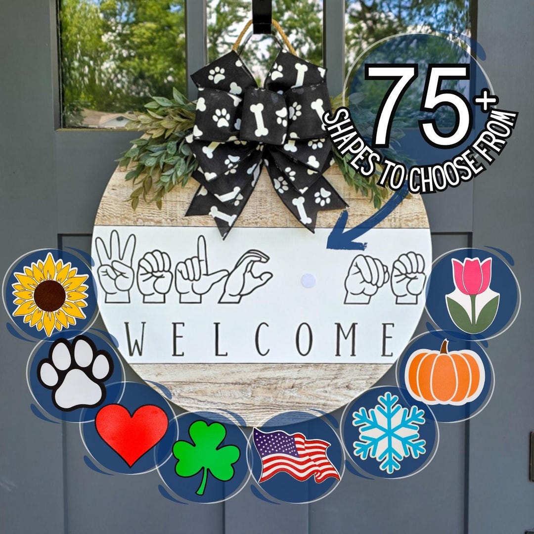 Interchangeable Door Hanger | ASL Welcome Sign | Interchangeable ...