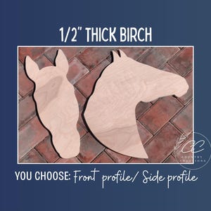 Cabeza de caballo sin terminar en madera en blanco / Artesanía de animales en madera / Artesanía de madera DIY / Madera de abedul en blanco / Animal de granero recortado en madera