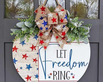 4th of July Front Door Decor | Front Door Wreath | Happy 4th Of July | Fourth of July Decor | Fourth Of July Wreath | Let Freedom Ring