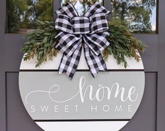 Decoração para porta da frente | Guirlanda para porta da frente | Placa de boas-vindas | Placa para porta da frente | Cabide para porta Home Sweet Home | Cabide para porta durante todo o ano | Decoração para casa
