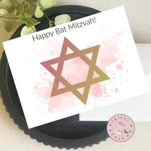 5x7 Printable Greeting Card, Happy Bat Mitzvah, Digital download for Bat Mitzvah celebration