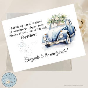 Printable Wedding Congratulations Card: Digital Download Just Married Car (PDF, JPG)
