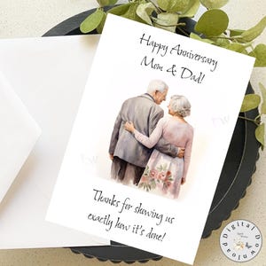 Druckbare Karte Jahrestag für Mom & Dad, alles Gute zum Geburtstag für Eltern, Digitaler Download, Print at Home Jubiläumskarte