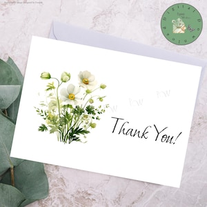 Carte imprimable 5 x 7, carte de remerciement, merci Daisy, carte de gratitude adaptée à toutes les occasions, téléchargement numérique, merci pour toutes les occasions