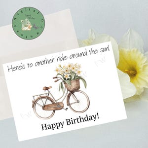 Biglietto di auguri di buon compleanno stampabile, biglietto di auguri di compleanno 5 x 7, biglietto &quot;Giro intorno al sole&quot;, biglietto di auguri di buon compleanno, biglietto di auguri di compleanno in stile neutro