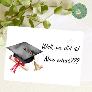 Tarjeta de graduación imprimible, tarjeta de graduación de mejores amigas, tarjeta de felicitaciones de graduación, tarjeta de graduación divertida, descarga digital Deseos de graduación