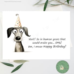 Tarjeta de cumpleaños imprimible, tarjeta de cumpleaños divertida, tarjeta de perro, descarga digital, tarjeta para imprimir en casa, tarjeta de 5 x 7
