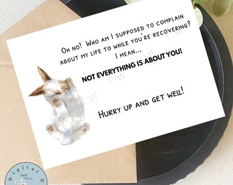 Funny Get Well Card, Exasperated Bunny, Digital Download