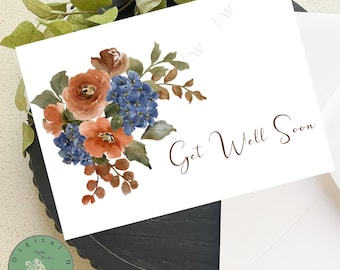 Floral Get Well Card: Printable Greeting Card (PDF & JPG)