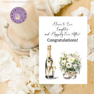 5 x7 Printable Wedding card, Wedding congratulations card, Wedding wishes, Digital download, Happily Ever After card.