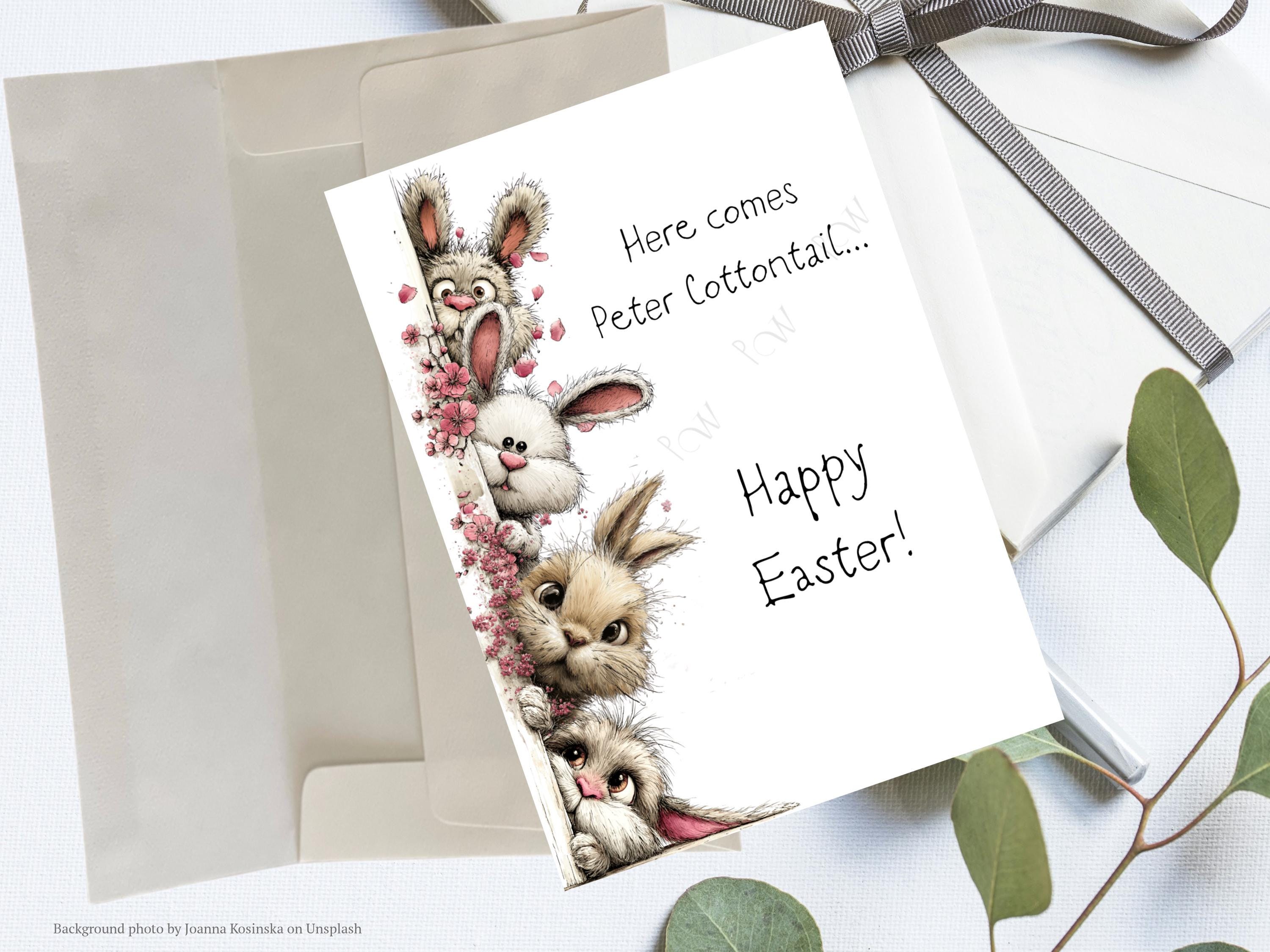 Cottontail Rabbit Card Bunny Peter Cottontail Easter Card, Whimsical Greetings (digital ...