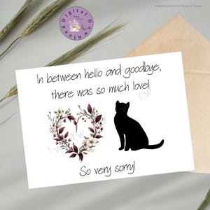 Tarjeta imprimible de 5 x 7, tarjeta por la pérdida de una mascota, tarjeta de condolencias, pensando en ti, tarjeta perfecta para cualquier persona que esté de duelo por la pérdida de un gato