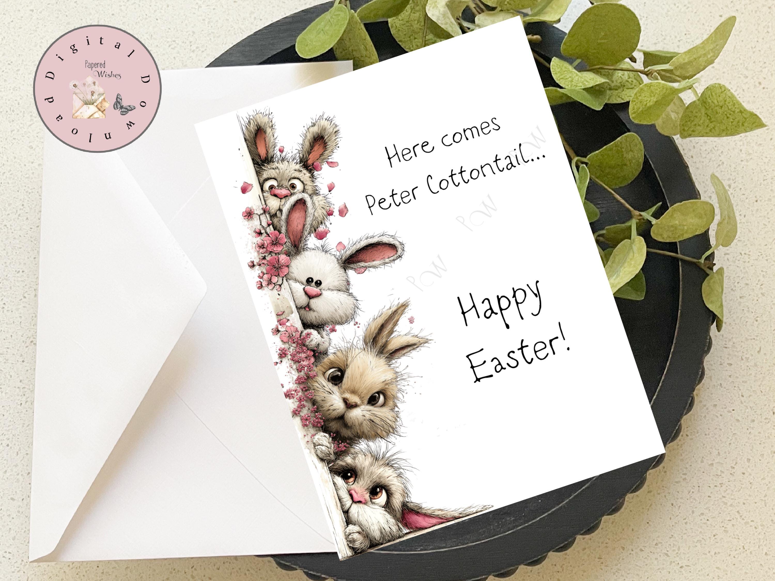 Cottontail Rabbit Card Bunny Peter Cottontail Easter Card, Whimsical Greetings (digital ...
