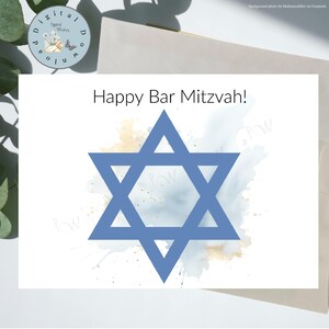 Cartão para impressão 5x7, cartão digital para download de Feliz Bar Mitzvah, cartão de parabéns para um jovem especial