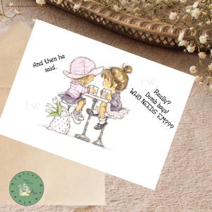Tarjeta de amistad, tarjeta de mejores amigas, tarjeta de novia, tarjeta de "Pienso en ti", tarjeta de aliento para imprimir. Perfecta para enviarle a una amiga que está atravesando una ruptura.