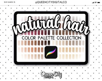 120 Natürliche Haarfarben Swatches | Procreate Palette Bundle (Digitaler Download)