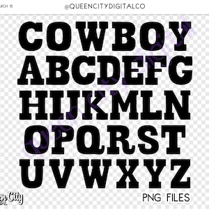 Cowboy Alphabet PNG-Dateien | Benutzerdefinierte Cowboy-Schärpe | Kommerzielle Nutzung erlaubt
