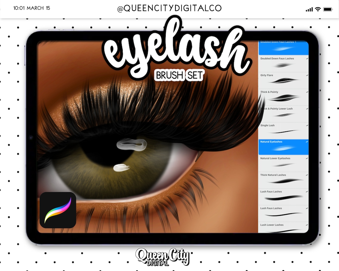 Eyelash Brush Set for Procreate, 10 Brush Set Eyelash Stroke Brush for