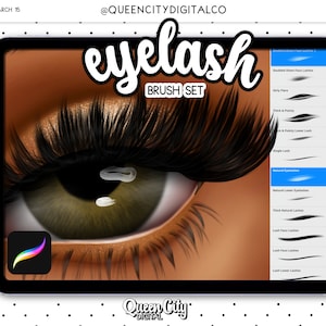 Eyelash Brush Set for Procreate, 10 Brush Set | Eyelash Stroke Brush for Procreate | COMMERCIAL USE
