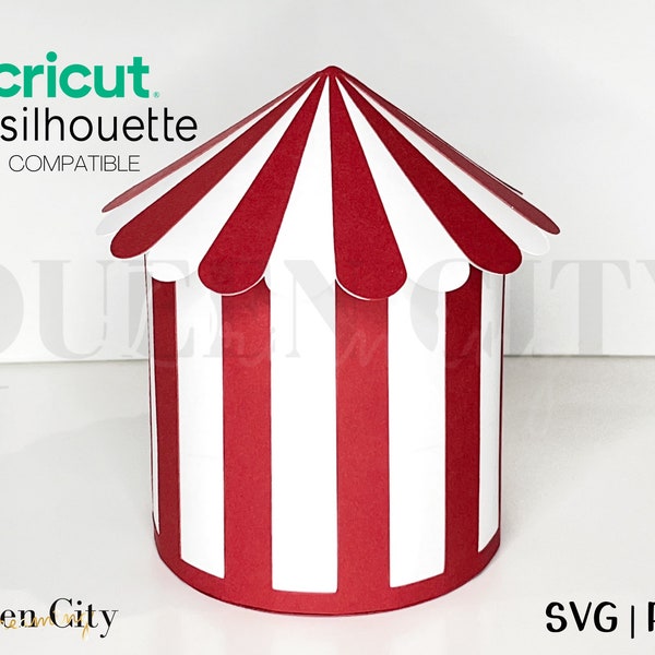 3D Carnival Circus Party Favor Box Template | Circus Cupcake Box Template | SVG & PNG Files | Commercial License for Physical Items Included