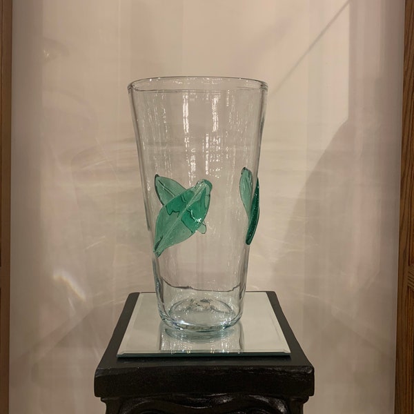 Blenko 366-L Vase with Green Leaves