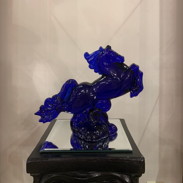 Rare Heisey by Dalzell Viking Cobalt Flying Mare