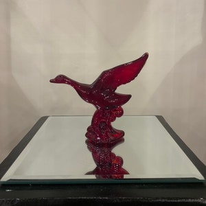 Heisey by Dalzell Viking Ruby Red Mallard, Wings Half Up