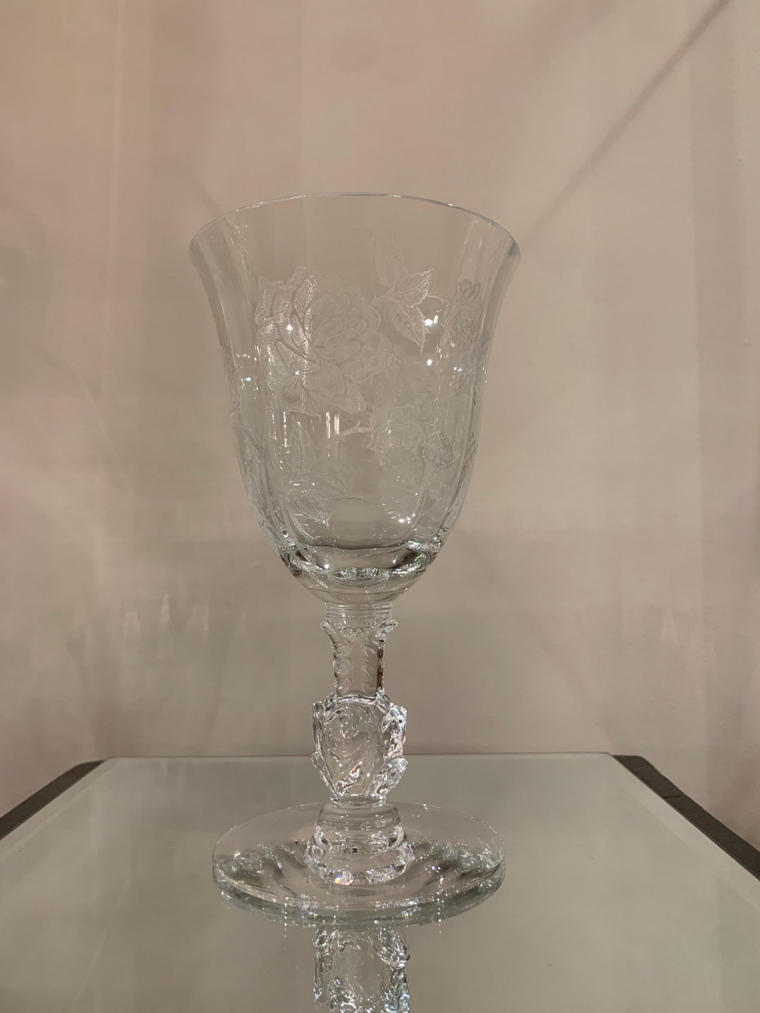 Heisey Rose Water / Wine Goblet Etsy