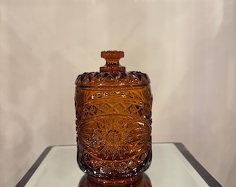 Imperial Amber Hobstar Candy / Biscuit Cookie Jar