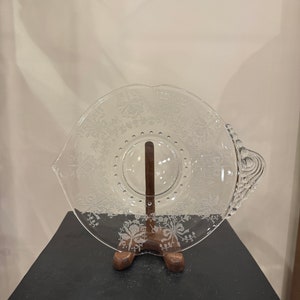 Heisey Fern Handled Cheese / Salad Plate with Orchid Etch