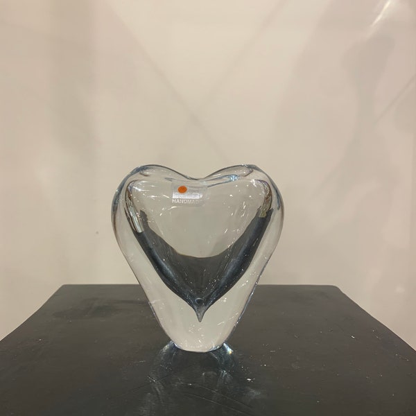 Blenko Clear Heart Paperweight / Vase