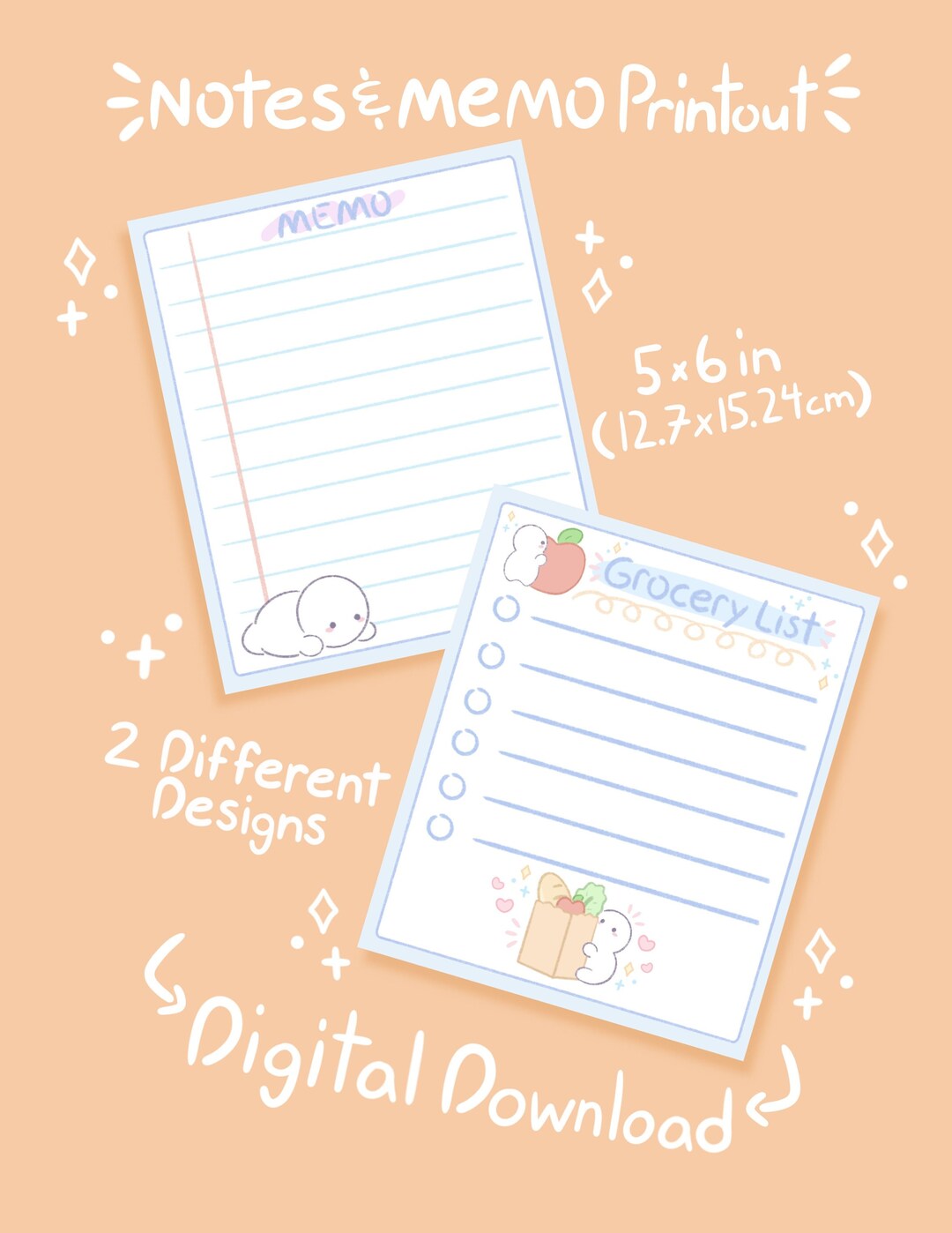 Adorable Notes &amp; Memo Printables | Printable Stationery | Instant ...