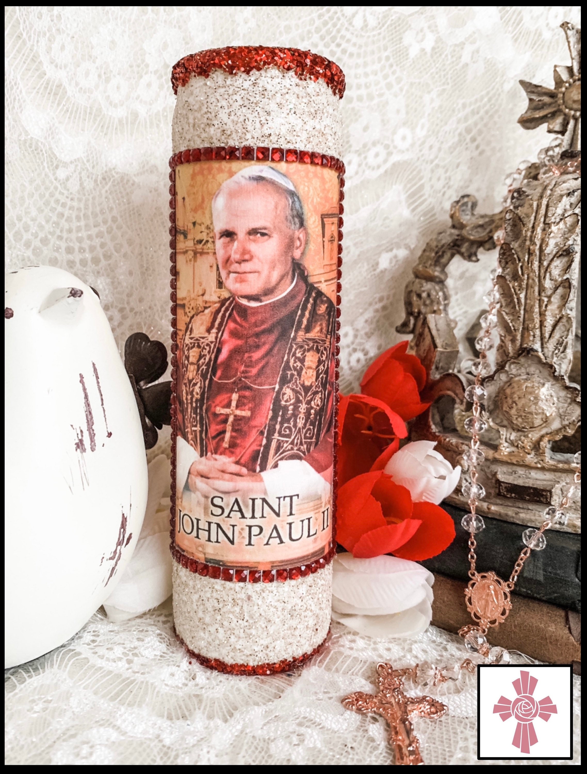 Pope Saint John Paul II Catholic Prayer Candle Jesus Card Etsy
