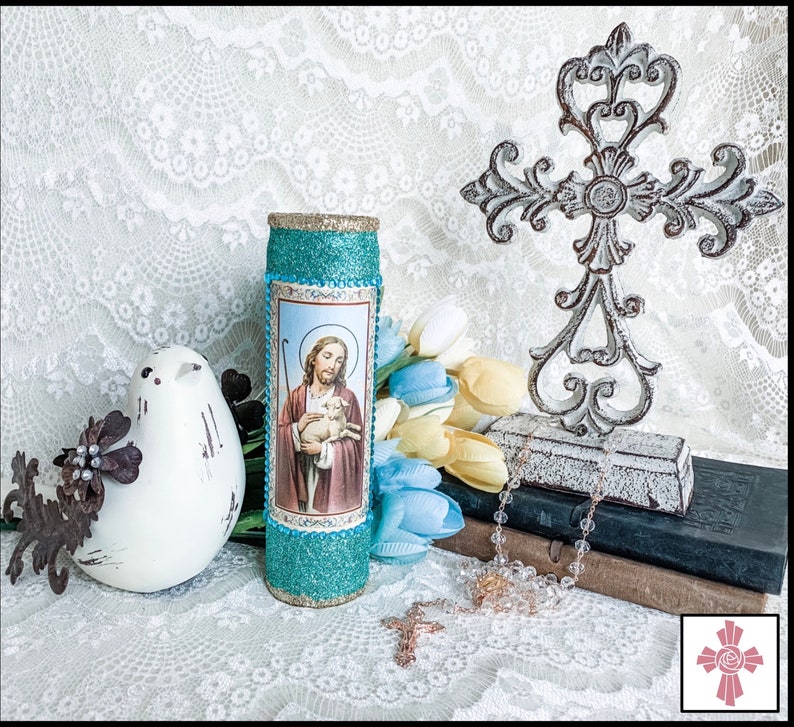 Christ the Good Shepherd Catholic Prayer Candle Jesus Holy Etsy
