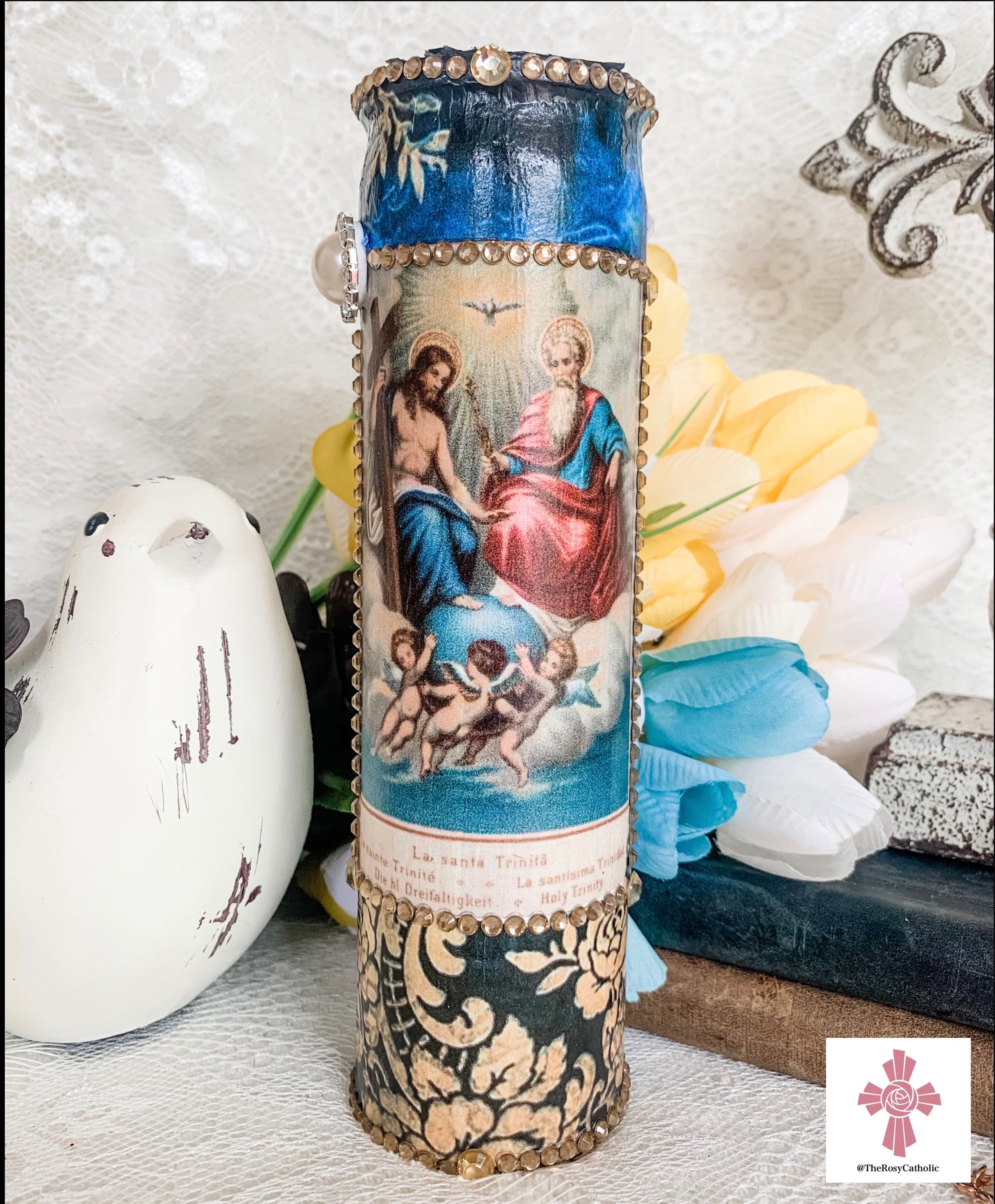 Holy Trinity Catholic Prayer Candle Immaculate Heart Etsy