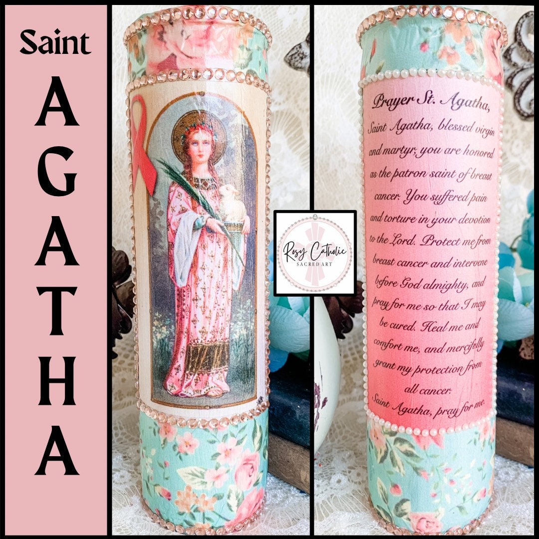 Saint Agatha Catholic Prayer Candle Jesus Card Blessed Virgin Mother