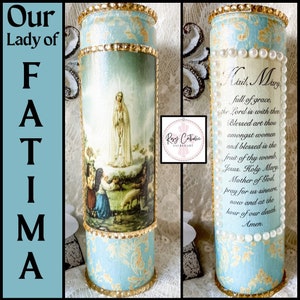 Our Lady of Fatima Saint Jacinta - Catholic Prayer Candle Jesus Card Vintage Virgin Mary Novena Rosary Gifts Art Custom