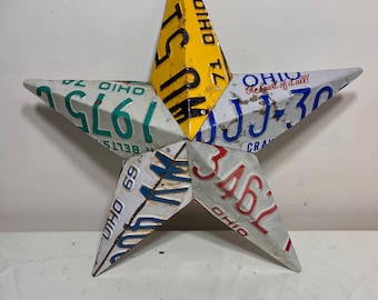Ohio license plate star made with vintage Ohio license plates