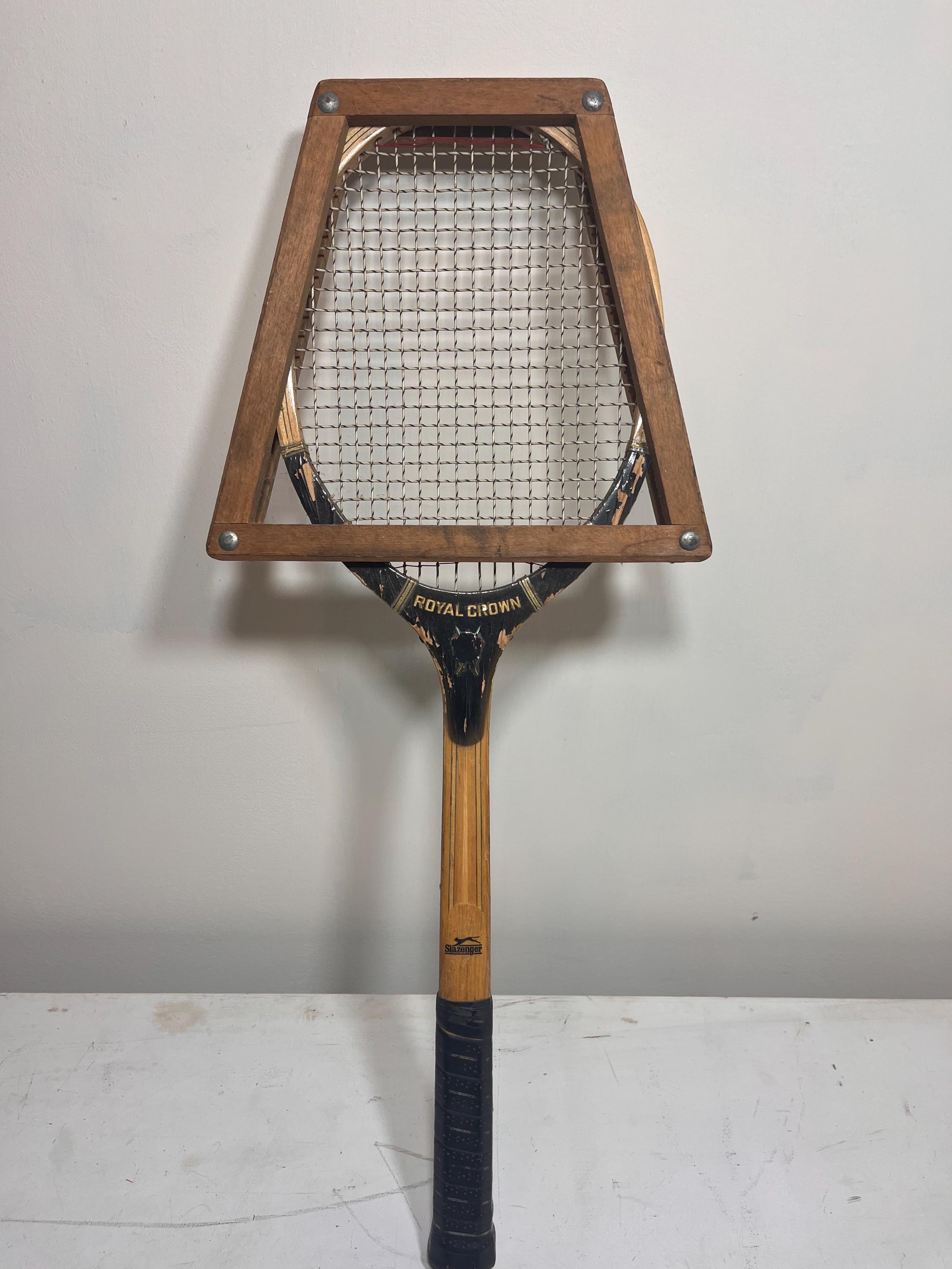 Raquette De Tennis Vintage Slazenger Royal Crown En Bois, Avec Pinces Dunlop, Fabrication Anglaise