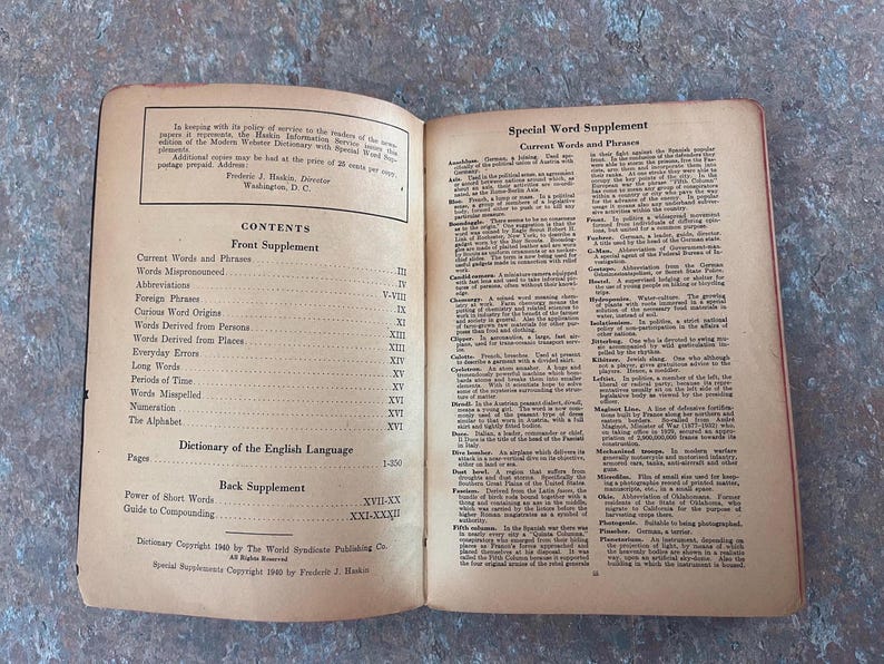 Modern Webster Dictionary and World Book. 1940. Black and gold with red page edges. image 17