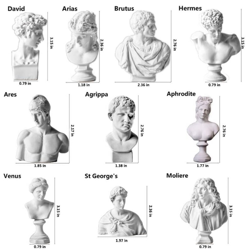 Set of 10 Mini  Greek Bust Figurine Statues Mythology Decor Sculptures Greece