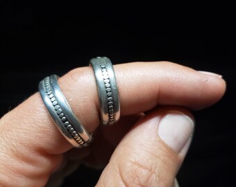 Silver Beaded Accent Triple Wire Band