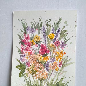 Wildflower boeket - (Voorbeeld, op aanvraag gemaakt) Originele aquarel