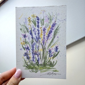Lavender and dandelion original watercolour postcard, giftcard