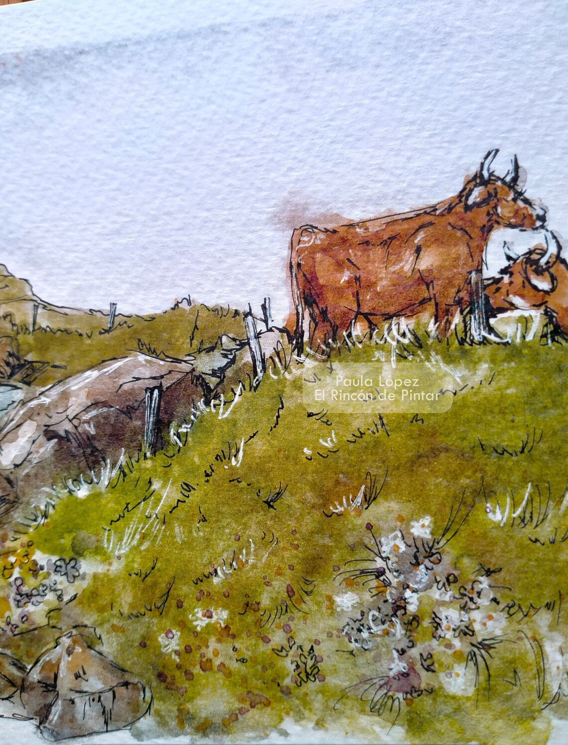 Cows Facing The Sea A5 Print On Watercolor Paper Etsy cows-facing-the-sea-a5-print-on-watercolor-paper-etsy